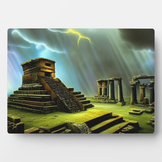 Mayan Tempel Ruïnes Fantasy Kunst Tafelblad Fotoplaat (voorkant)