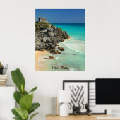 Mayan Temple en Caribbean Zee Poster (Thuiskantoor)