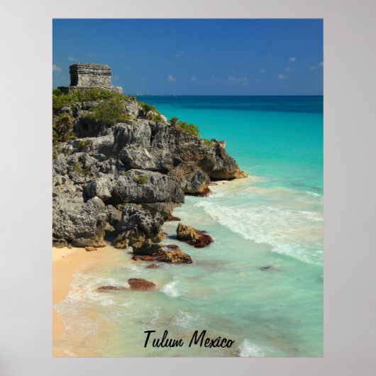 Mayan Temple en Caribbean Zee Poster (Voorkant)