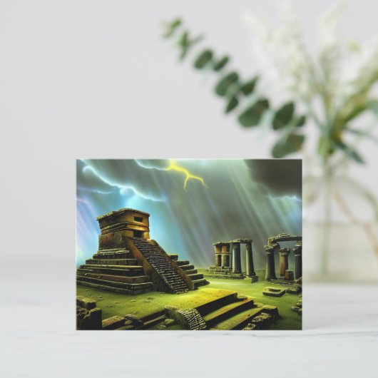 Mayan Temple Ruins Fantasy Art Briefkaart (Staand voorkant)