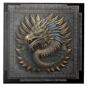 Mayan Temple Tegel met Golden Quetzalcoatl Tegeltje