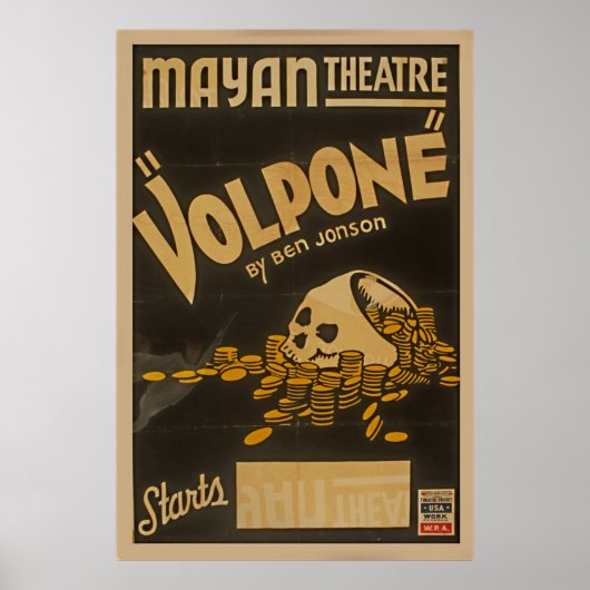 Mayan Theater Volpone van Ben Jonson  WPA Poster (Voorkant)