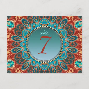Mayan Tribal Earth Mandala Table Number Briefkaart