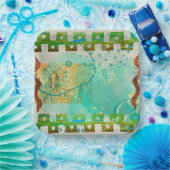 Mayan Turquoise & Gold Mexican Boho Papieren Bordje (Feest)