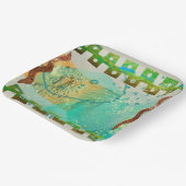 Mayan Turquoise & Gold Mexican Boho Papieren Bordje (Gebogen)