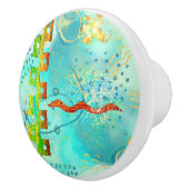 Mayan Turquoise & Golden Misty Sky Keramische Knop (Rechts)