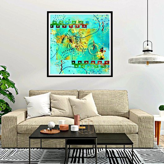 Mayan Turquoise & Golden Misty Sky Perfect Poster