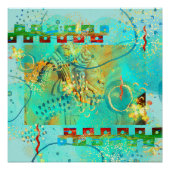 Mayan Turquoise & Golden Misty Sky Perfect Poster (Voorkant)