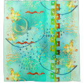 Mayan Turquoise & Golden Misty Sky Shower Curtain Douchegordijn (Voorkant)