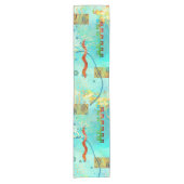 Mayan Turquoise & Golden Misty Sky Table Runner Korte Tafelloper (Voorkant)