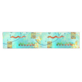 Mayan Turquoise & Golden Misty Sky Table Runner Korte Tafelloper (Horizontaal)