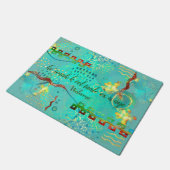 Mayan Turquoise & Golden Welcome Message Doormat Deurmat (Schuin)