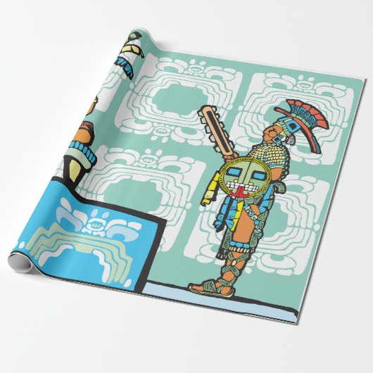 Mayan Warrior and King Wrapping Paper Cadeaupapier (Uitgerold)