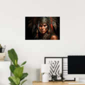 Mayan Warrior Princess Portrait Oil Painting Poste Poster (Thuiskantoor)