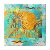 Mayan Warrior Turquoise & Golden Misty Sky Tegeltje (Voorkant)