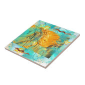 Mayan Warrior Turquoise & Golden Misty Sky Tegeltje (Zijkant)