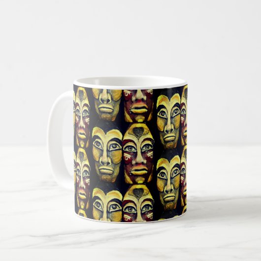 Mayan Warriors - surrealisme geschilderd design Koffiemok (Voorkant links)
