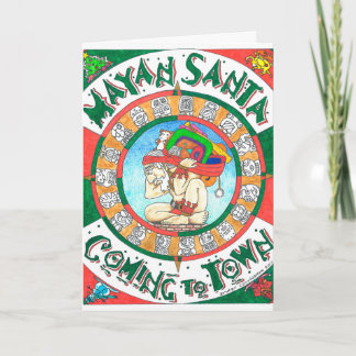 Mayan wenskaart van de Kerstman Feestdagen Kaart