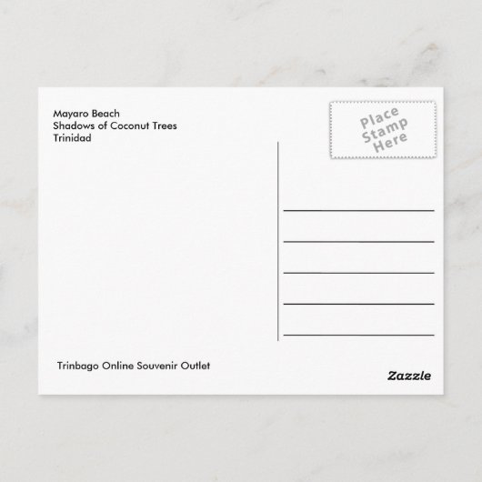 Mayaro Beach Shadows of Coconut Trees Briefkaart (Achterkant)