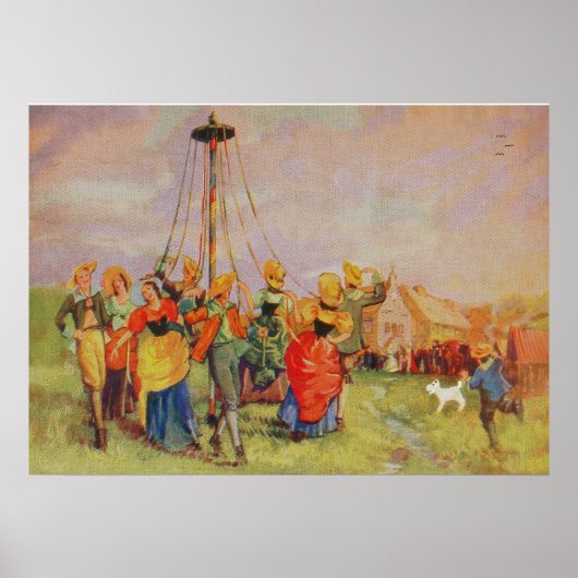 Mayday Dansend rond de Maypole. Poster (Voorkant)