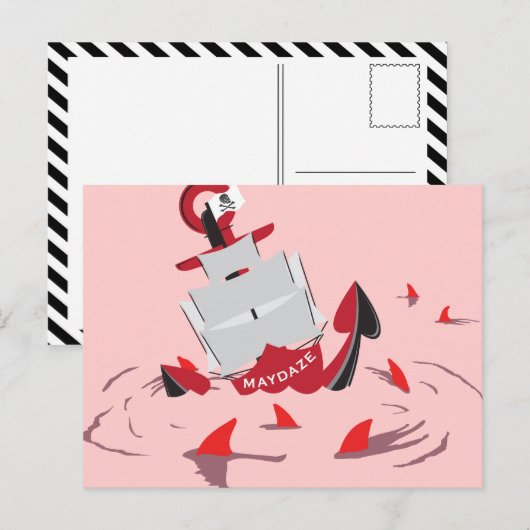 maydaze shark cirkel briefkaart (Voorkant / Achterkant)