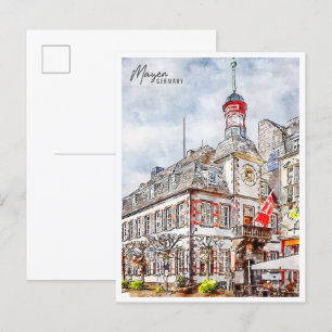 Mayen Duitsland vintage reizen waterverf Briefkaart