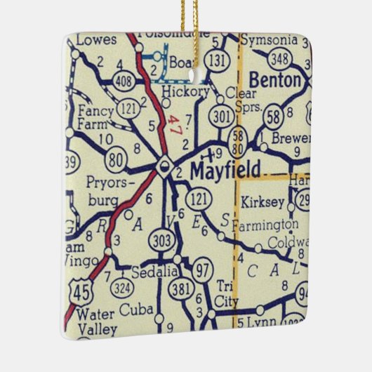 Mayfield KY  Map Keramisch Ornament (Rechts)