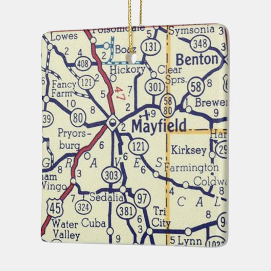 Mayfield KY  Map Keramisch Ornament (Links)