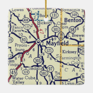 Mayfield KY Map Keramisch Ornament