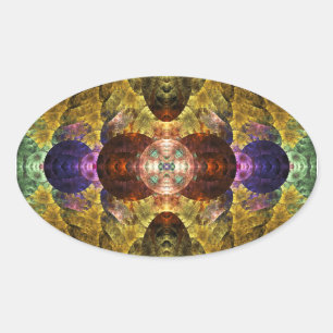 Mayflower Abstracte geometrische fractal Ovale Sticker