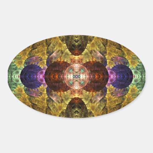 Mayflower Abstracte geometrische fractal Ovale Sticker (Voorkant)