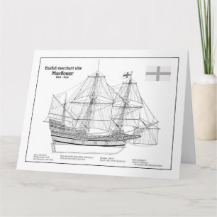 Mayflower - Blauwdrukplannen voor schepen BD Bedankkaart