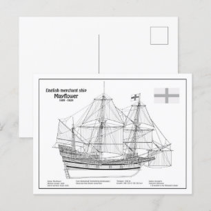 Mayflower - Blauwdrukplannen voor schepen BD Briefkaart