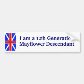 Mayflower Descendant - 12th Bumpersticker (Voorkant)
