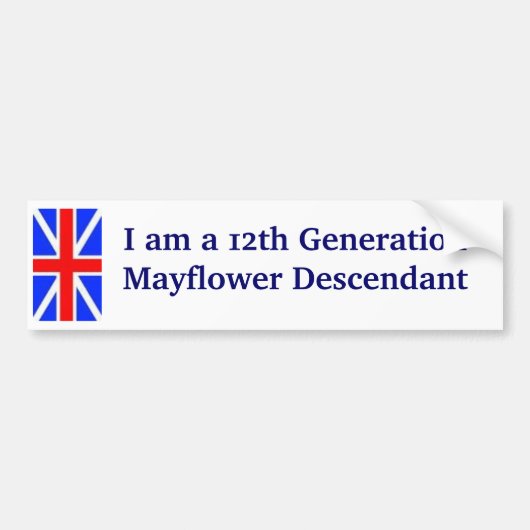 Mayflower Descendant - 12th Bumpersticker (Voorkant)