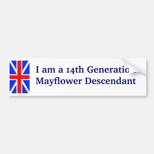 Mayflower Descendant - 14e Bumpersticker (Voorkant)