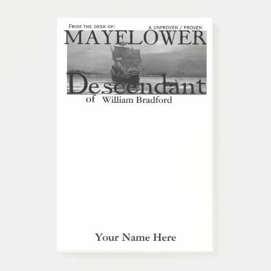 Mayflower Descendant, Bewezen/Onbewezen Post-it® Notes (Voorkant)