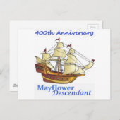 Mayflower Descendant Sailing Ship Jubileum Briefkaart (Voorkant / Achterkant)
