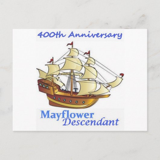 Mayflower Descendant Sailing Ship Jubileum Briefkaart (Voorkant)