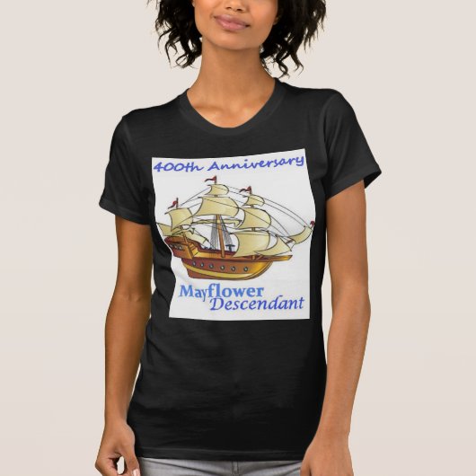 Mayflower Descendant Sailing Ship Jubileum T-shirt (Voorkant)
