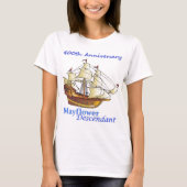 Mayflower Descendant Sailing Ship Jubileum T-shirt (Voorkant)