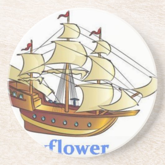 Mayflower Descendant Sailing Ship Jubileum Zandsteen Onderzetter (Voorkant)