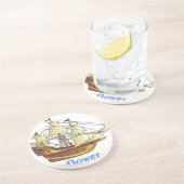 Mayflower Descendant Sailing Ship Jubileum Zandsteen Onderzetter (Zijkant)