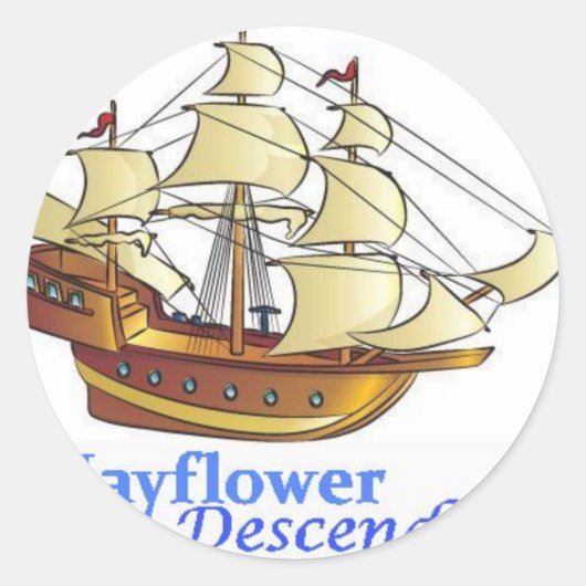Mayflower Descendant Sailing Ship Ronde Sticker (Voorkant)