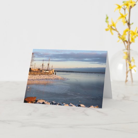 Mayflower II in bevroren haven Kaart (Gele Bloem)