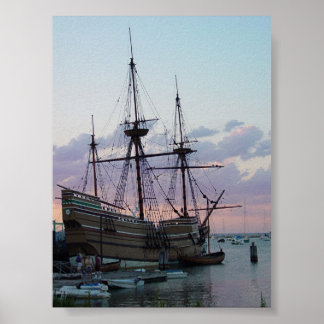 Mayflower II op Sunset Poster