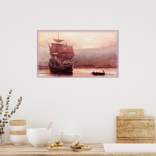 Mayflower in het Hudson Harbour-Poster Poster (Keuken)
