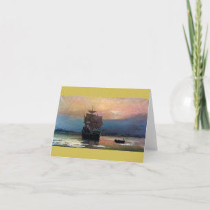 Mayflower in Plymouth door William F. Halsall 1882 Kaart