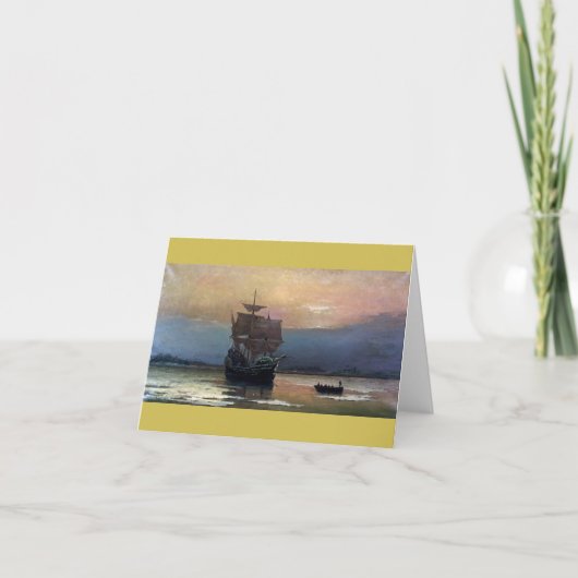 Mayflower in Plymouth door William F. Halsall 1882 Kaart (Voorkant)