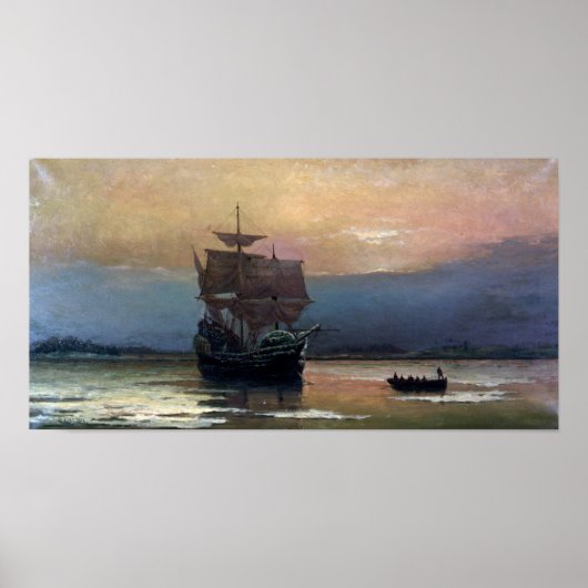 Mayflower in Plymouth Harbour Poster (Voorkant)